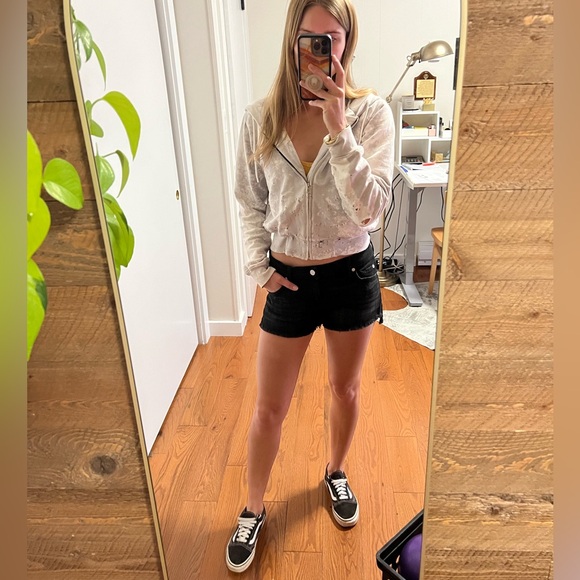 7 For All Mankind Mid-Rise Cutoff Shorts in Black - Picture 12 of 15